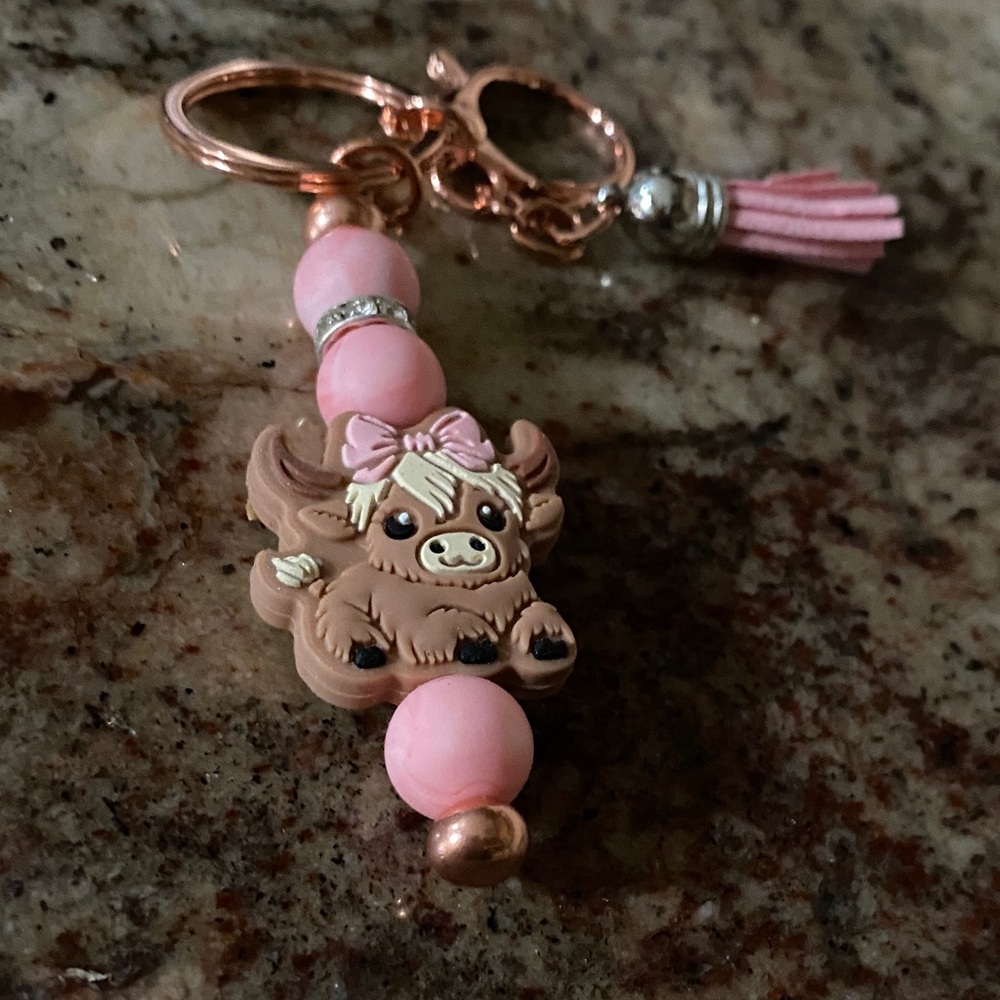 Cute Pink Cow Keychain